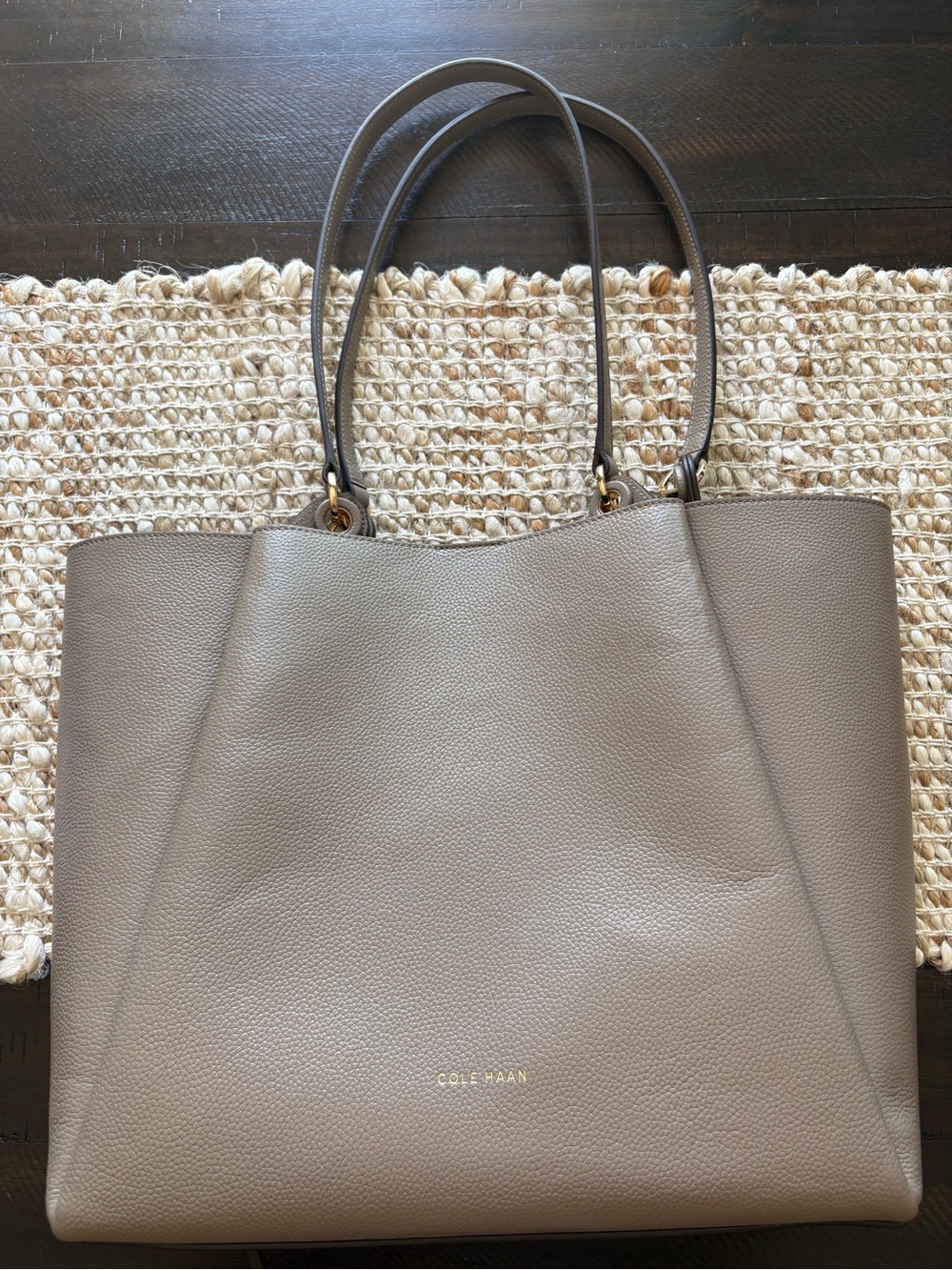 Cole Haan Pebble Leather Tote in Taupe Gray